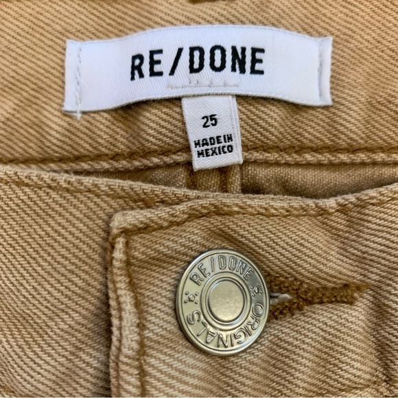 RE/DONE 70s Loose Long High Rise Wide Leg Button Fly Jeans in Washed Khaki Sz 25 - Picture 11 of 13